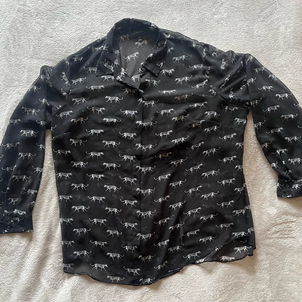 Lane Bryant Black Cheetah Print Blouse